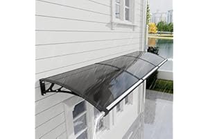 GGNEBAI Awning for Door Entrance 40x80 Inch, Polycarbonate Canopy Front Door Awnings Exterior with Separate Drainage, All-Weather UV, Rain & Snow Protection for Porch, Patio, Window, or Deck