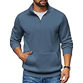 COOFANDY Mens Quarter Zip Pullover Fleece Lined Sweatshirts Long Sleeve Mock Neck Sweater with Pocket