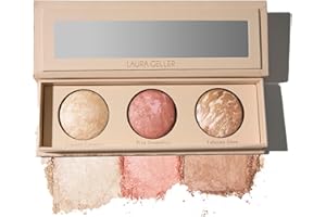 LAURA GELLER NEW YORK Geller's Greatest Lift-n-Glow Baked Trio Palette - Highlighter, Blush, Bronzer - All Skin Tones