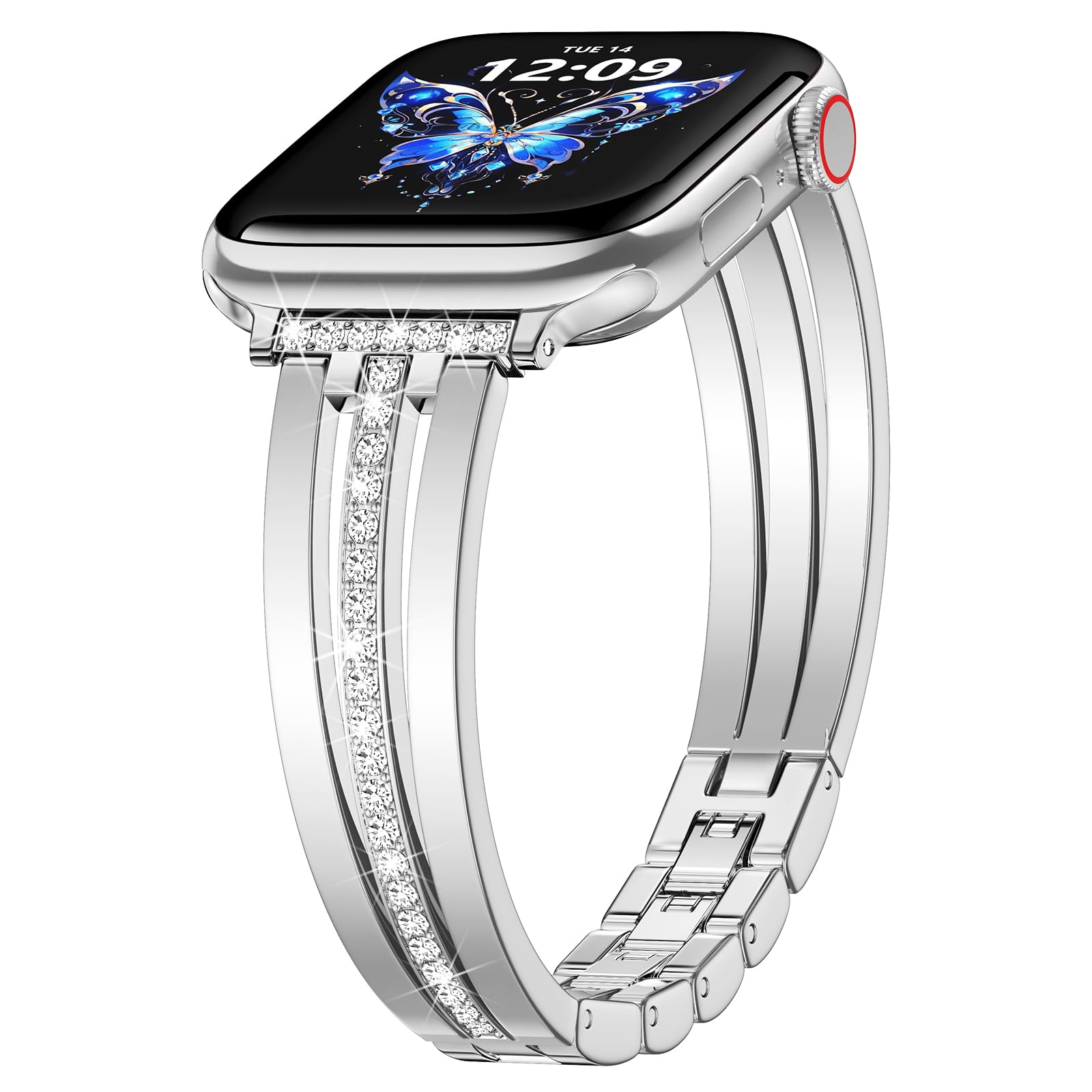 KOREDA Slim Gold Band Compatible for Apple Watch Band 38mm 40mm 41mm 42mm 44mm 45mm 46mm 49mm Series 11 10 9 8 7 SE Ultra Women, Thin Metal Dressy Jewelry Bracelet with Bling Diamond for iWatch Series 6/5/4/3/2/1
