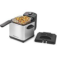 Elite Gourmet EDF-1607 800-Watt Mesh Basket 1.6 Quart / 6.5 Cup Oil Capacity, Electric Immersion Deep Fryer with…