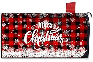 HAROONI Merry Christmas Mailbox Cover Magnetic Standard 21" x 18", Winter Snowflake Decorative Christmas Large Mailbox Wraps Post Letter Box Covers Garden Decorations Outdoor