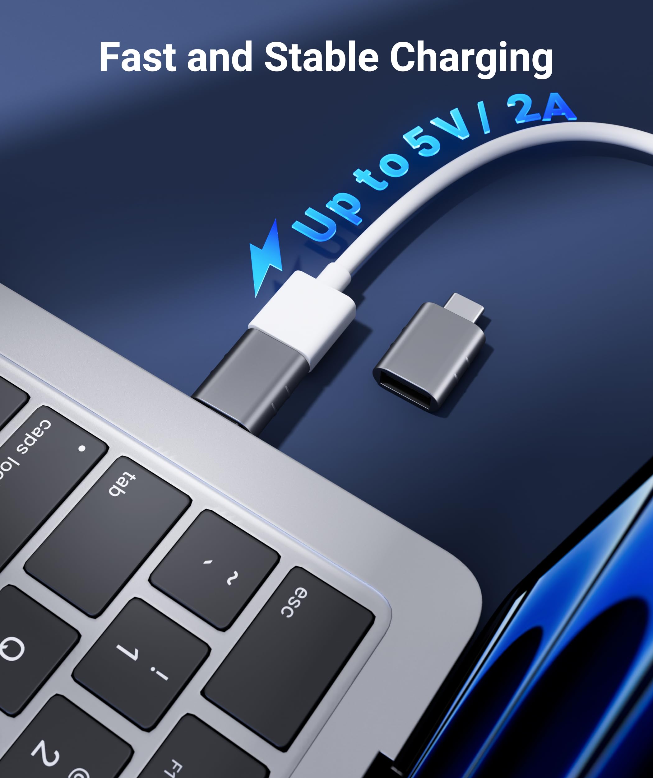 Syntech USB C to USB Adapter Pack of 2, USB 3.0 Female to Thunderbolt 4/3 Adapter Compatible with MacBook Pro Air 2024, Surface, iPad, iPhone, Galaxy Notebook, XPS and More Type C Devices, Space Grey