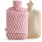 3.5L Extra Large Hot Water Bottle with Plush Cover &amp; Hand Pocket, Pink | Hot Water Bag for Bed Warming, Long-Lasting Heat, Hands &amp; Feet Warmer, Hot &amp; Cold Compress for Everyday Comfort