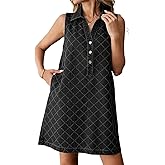 Dokotoo Denim Dress for Women Summer Casual Sleeveless V Neck Button Mini Jean Dersses with Pockets