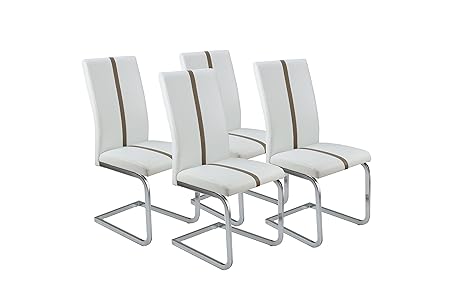 Homexperts 4er Schwingerstuhl-Set kunstleder Weiß - Cappuccino 52 x 43 x 100 cm