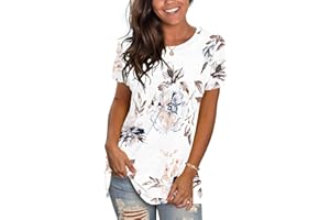 WNEEDU Womens Tops Summer T-Shirt Short Sleeve Crewneck Loose Fit Casual Basic Tee Tops 2026 New