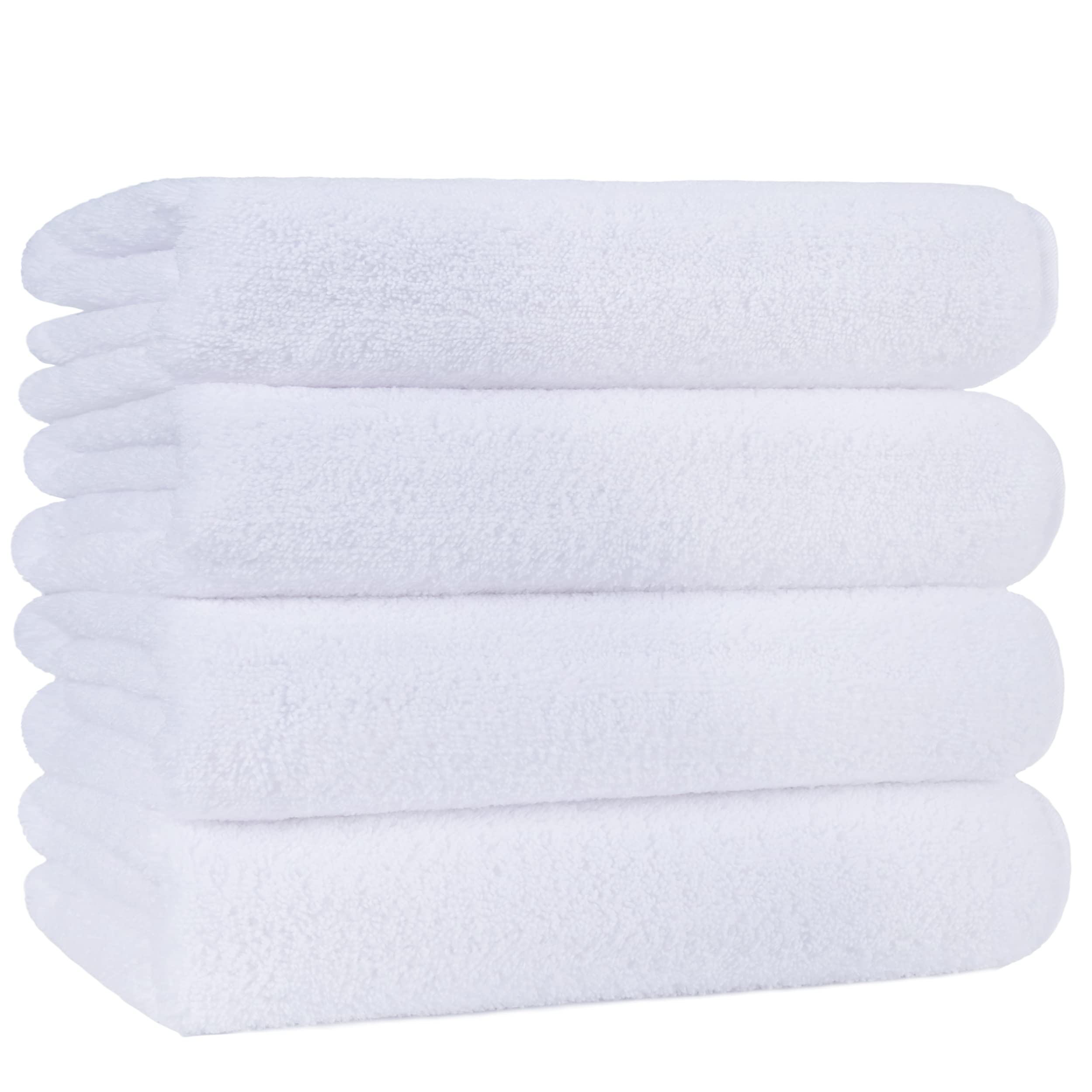 POLYTE Quick Dry Lint Free Microfibre Bath Towel, 76 x 145 cm, Pack of 4 (White)