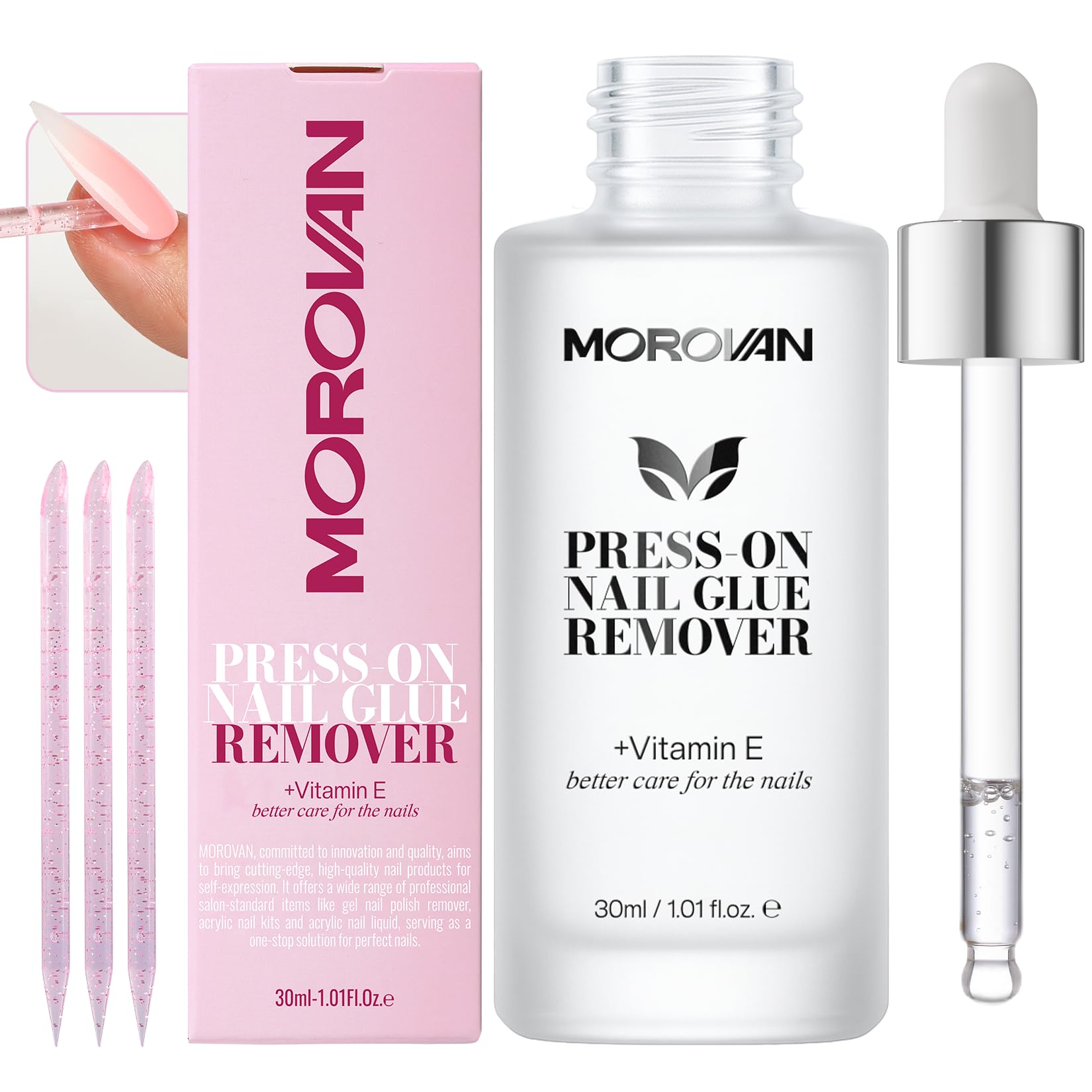 Photo 1 of ***2 ** pack  Morovan Press On Nail Glue Remover: Quick Gentle Press-On Nail Remover Odorless No Acetone Removal Artificial Fake False Nails - Enriched with Cuticle Oil and Vitamin E DIY at home