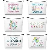 Shinylin 6 Pcs Mahjong Cosmetic Bag Gifts for Women Mahj Makeup Bag Zippered Pouch for Mah Jong Lover Player Birthday Party Supplies Friend Mom Grandma Mother's Day Lucky Gift(Cute Mahjong)