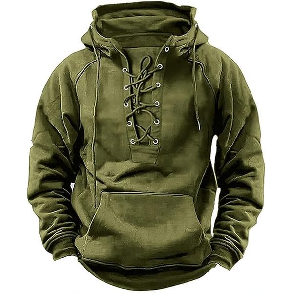 Amazon.com: KAJXZ Mens Tactical Hoodies Lace Up Pullover Hoodie