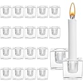CYEAH 18 Pcs Glass Candle Holder, Taper Candle Holders for Table Centerpiece, Clear Crystal Candle Stick Candle Holders, Square Candlestick Holders for Wedding Easter Christmas Thanksgiving