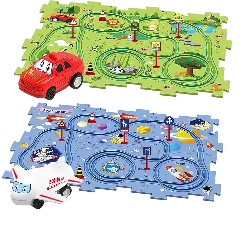 Puzzle Racer Kids Car Track set Toy for Kids DIY Puzzle Track Rail Route Educational Game Gift Games for Children 2 3 4 5 6 Years