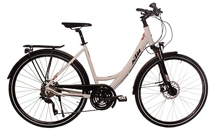 KTM Damen Trekkingbike 28 Zoll weiß Veneto Light Disc Fahrrad - STVZO Beleuchtung, Shimano Kettenschaltung, Tiefeinstieg