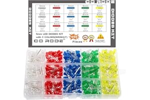 CO-RODE CO RODE 450pcs 5mm LED Light Emitting Diodes Led Diodes Assorted Kit (White Blue Red Yellow Green)