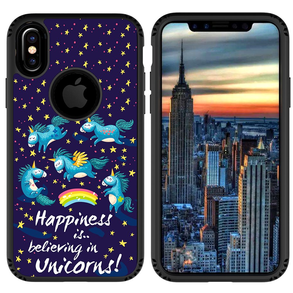 iPhone X Case, MagicSky Shockproof Slim Corner Protection with Resilient Shock Absorption Rubber Protective Case Cover for Apple iPhoneX - Unicorns