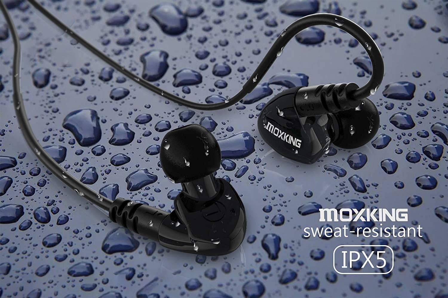 MOXKING Running Sports Earbud Headphones Wired Over Ear In Ear Headsets Noise Isolation waterproof Earbuds Enhanced Bass Stereo Earphones with Microphone and Remote for Running Jogging Gym (black) - Image 4