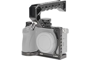 Hersmay A6700 Camera Cage Video Stabilizer with Top Handle for Sony A6700 Camera Cage Accessories DSLR Rig with Cold Shoe,Handle Locating Holes,Multiple 1/4" 3/8" Screw Holes