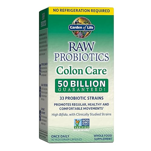 Garden of Life Probiotics for Women and Men - Raw Probiotics Colon Care 50 Billion CFU and Enzymes, Shelf Stable Once Daily Acidophilus Probiotic for Regularity and Immune Health Support, 30 Capsules