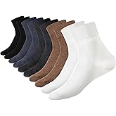 Ori Charm Men’s Cotton Ankle Socks - Seamless Toe & Heel, Moisture - Wicking, US Size 6-10, 10 Pairs (Neutral Colors) for All Seasons
