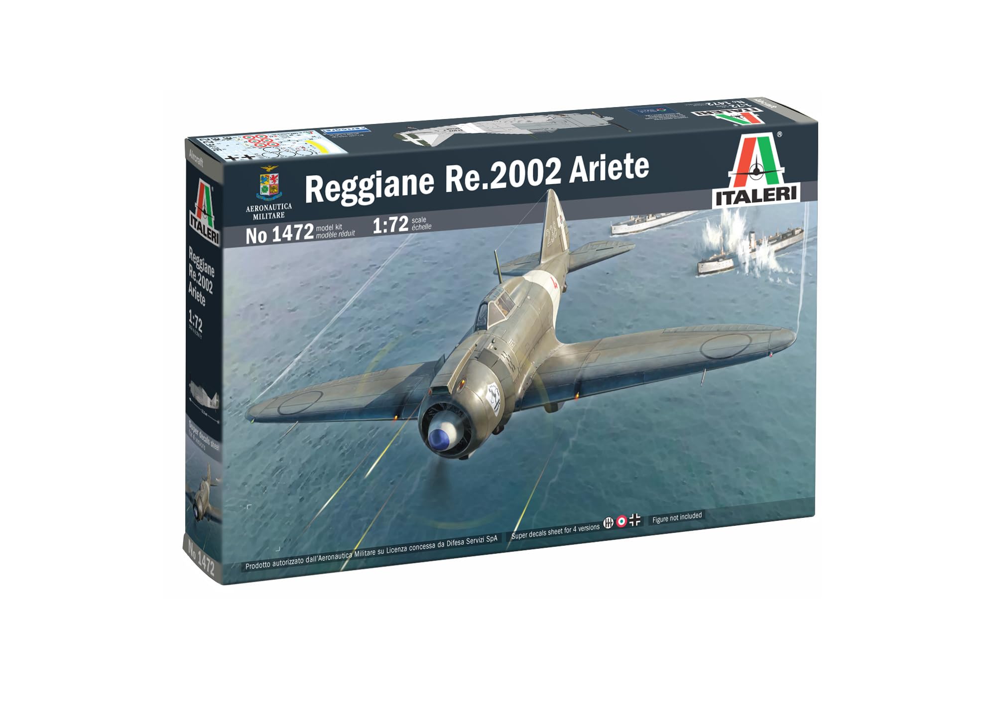 Italeri 1472 1:72 Reggiane Re.2002 Ariete Model Building Kit, Standing Model Building, Crafts, Hobby, Gluing, Plastic Kit, Detailed Tank Kit, Military, Multi-Coloured
