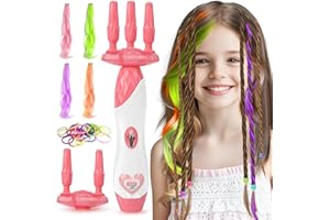 KIDZKUBE DIY Hair Salon Toys for Girls, Automatic Hair Braiding Machine – Hair Twister & Wig Accessories Toy Set for Girls, Christmas & Birthday Toys Gift for Girls Age 5-12