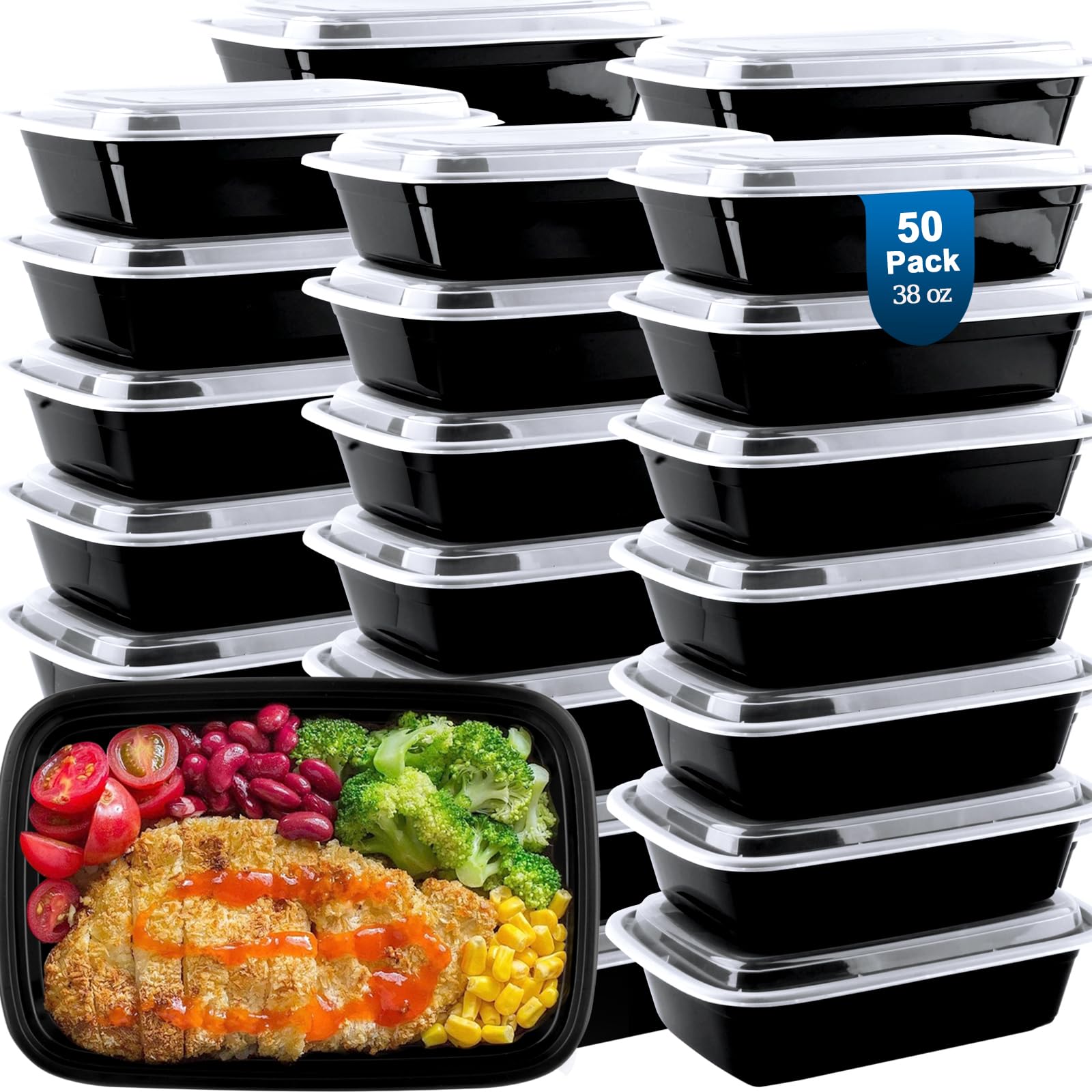 Photo 1 of vivigu 50 Pack Meal Prep Containers 38 oz, Leakproof To Go Food Containers, Disposable & Reusable Food Prep Containers for Takeout, Food Storage Containers BPA-Free, Microwave/Dishwasher/Freezer Safe