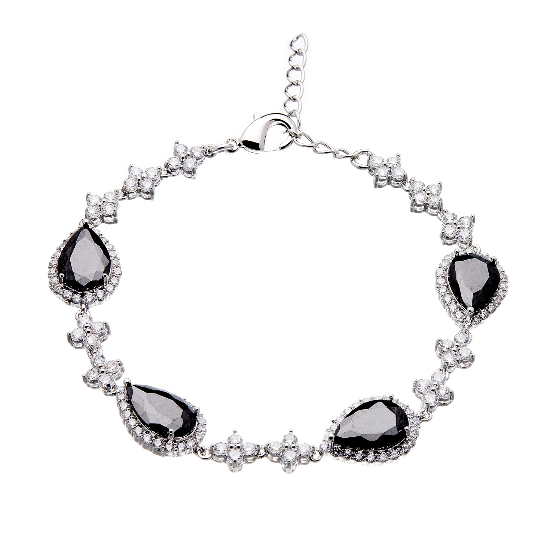 Bello London Bracelet with black Cubic Zirconia stones and clear crystals - Nera