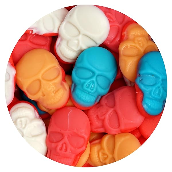 GUMMY SKULLS HALLOWEEN CANDY, 2 POUND BULK BAG,...