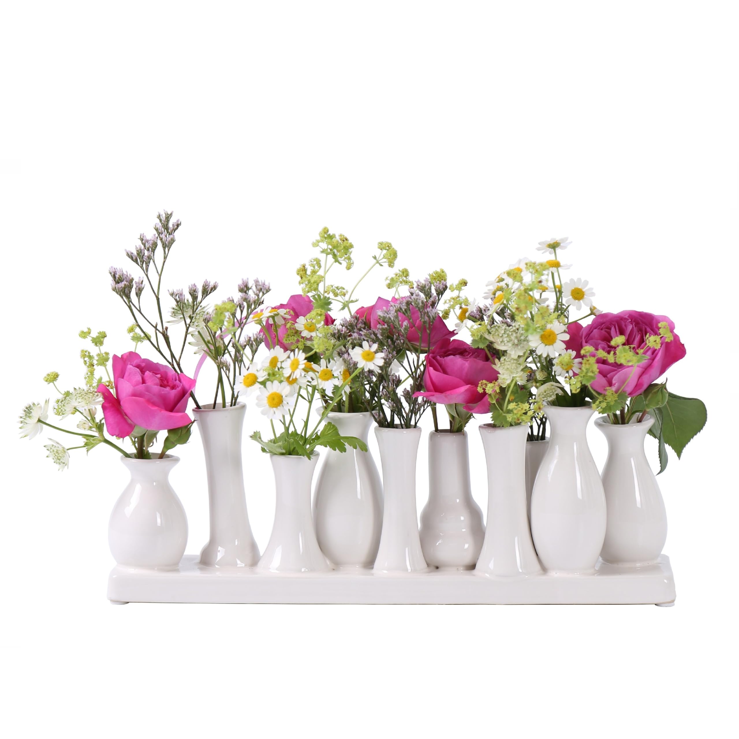 Home&Decorations Jinfa Handmade Small Ceramic Vase Set - Multicoloured or Plain - 5-10 Mini Vases - Table & Living Room Decor - Dried Flowers Pampas Grass - Gift Ideas