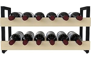 Companion Wine Rack – 12 Bottle Modular Wine Storage – Stackable Freestanding Wood & Metal Rack for Wine Cellar, Pantry, or K