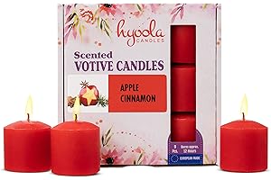 HYOOLA Scented Votive Candles - Apple Cinnamon Votive Candles -12 Hour Burn Time - 9 Pack - European Made