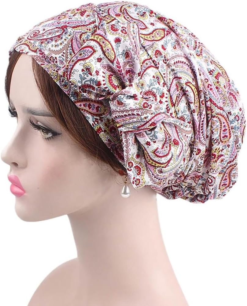 QingFan Women's Muslim Floral Print Scarf Hat Stretch Turban Headwear for Cancer Chemo