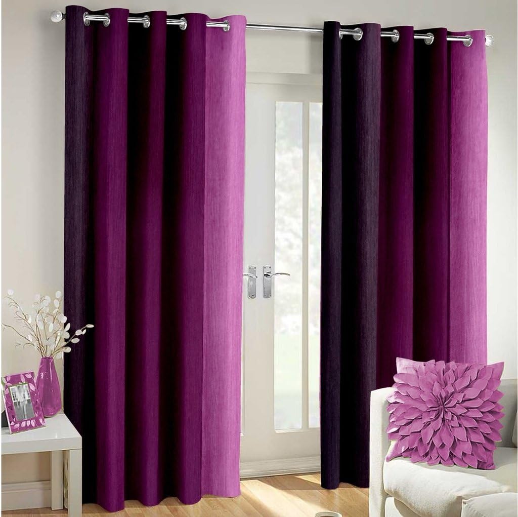 GoHome 2 Piece Polyester Door Curtain Set - 7ft, Purple