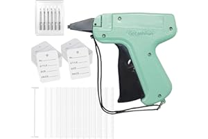 GoLashFun 1206Pieces Clothing Tag Gun Kit,with 1000 Clear Barbs Fasteners,400PCS Price Tags,5 Steel Needles,Clothes Garment Price Label Tag Gun Tagging Machine Fabric Stitch Micro Gun for Clothing