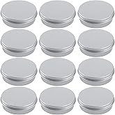 2 Ounce Aluminum Tin Jar Refillable Containers 60 ml Aluminum Screw Lid Round Tin Container Bottle for Cosmetic,Lip Balm, Cre