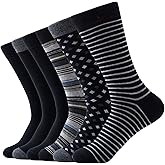 R RELAXIFE Mens Dress Socks Cotton Colorful Striped Patterned Socks for Men Women Solid Lightweight Breathable 6 Pack