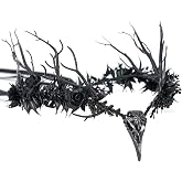 MOSTORY Gothic Flower Raven Crown, Goth Elf Circlet with Branch for Women Witch Accessories Renaissance Renfaire Cosplay