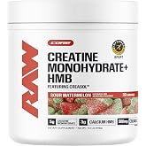 RAW Creatine + HMB Powder, Sour Watermelon, 5g Creatine Monohydrate | Clean-mixing, no grit, builds muscle mass &amp; strength with 3g HMB, 2g Taurine, 500mg CreaSol. Informed Sport certified