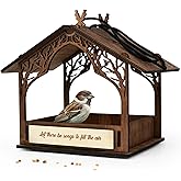 Memorial Bird Feeder, Wooden Outdoor Hanging Bird Feeder for Small Wild Birds, Thoughtful Garden Gift for Sympathy, Mother’s Day, Remembrance, or Nature Lovers