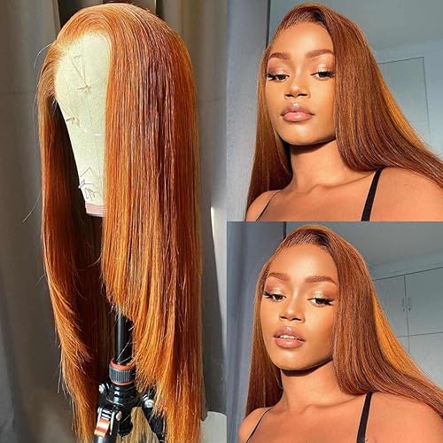 Light Chocolate Brown Orange Ginger Colored 13X4 HD Invisible Lace