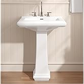 Eridanus 26"W x 20"D Large Bathroom Pedestal Sink, Glossy White Vitreous China, Ceramic Porcelain, 3 Pre-Drilled Faucet Holes