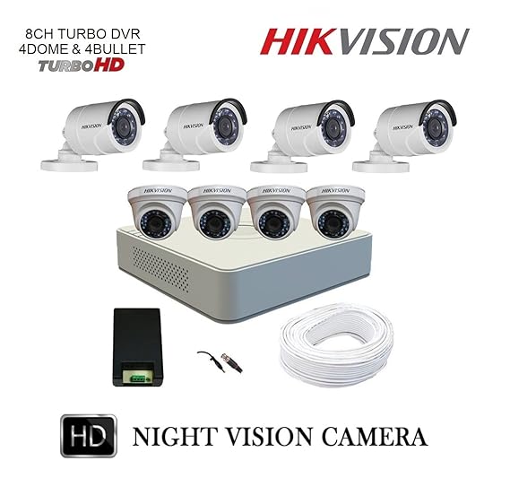 Buy HIKVISION Full HD (2MP) 8 CCTV Cameras & 8Ch.Full HD DVR Kit (All