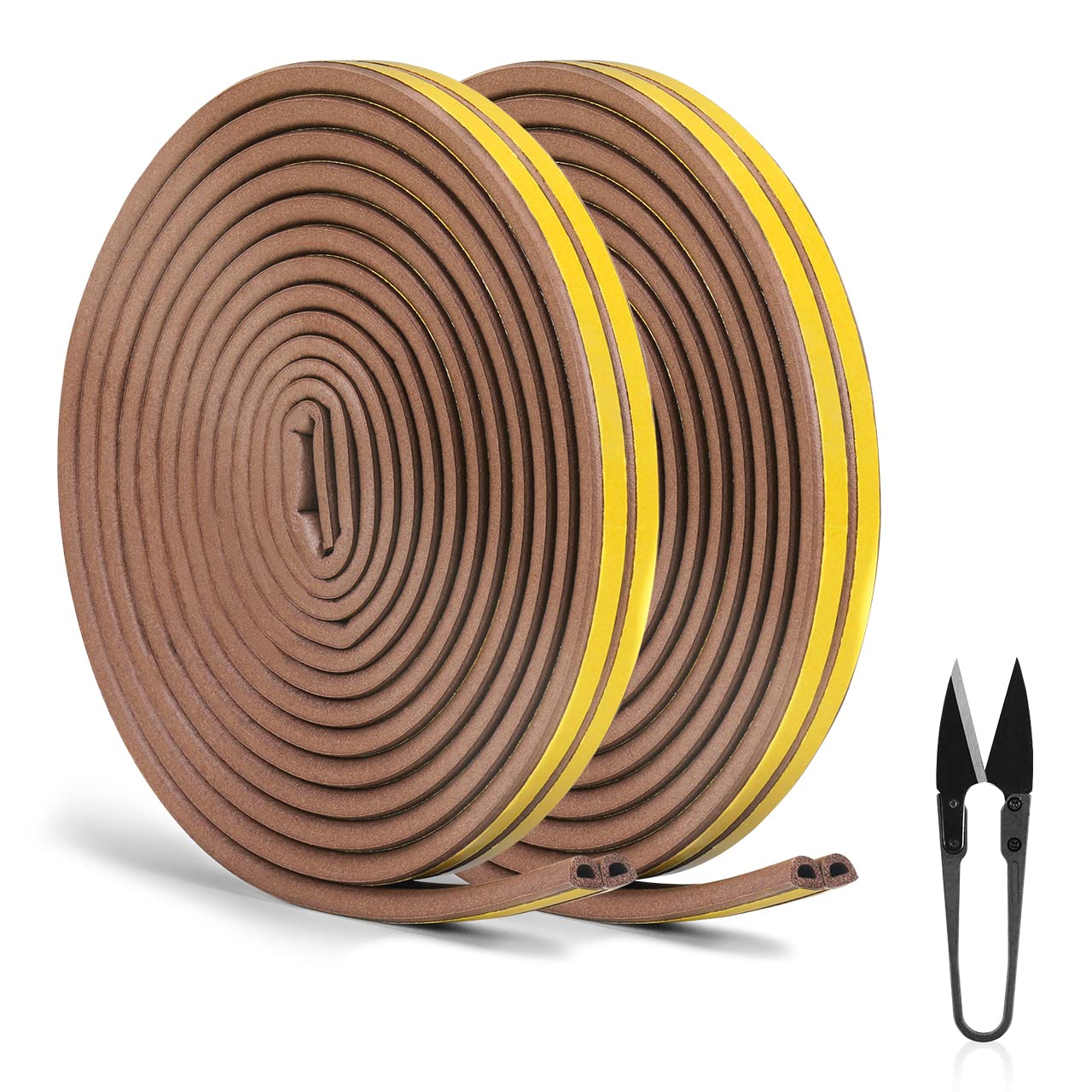RATEL 16 m / 52.5 ft sealing tape for doors, door seal, window anti-collision sealing strip with 1 pair of scissors for blocking cracks and gaps (brown)