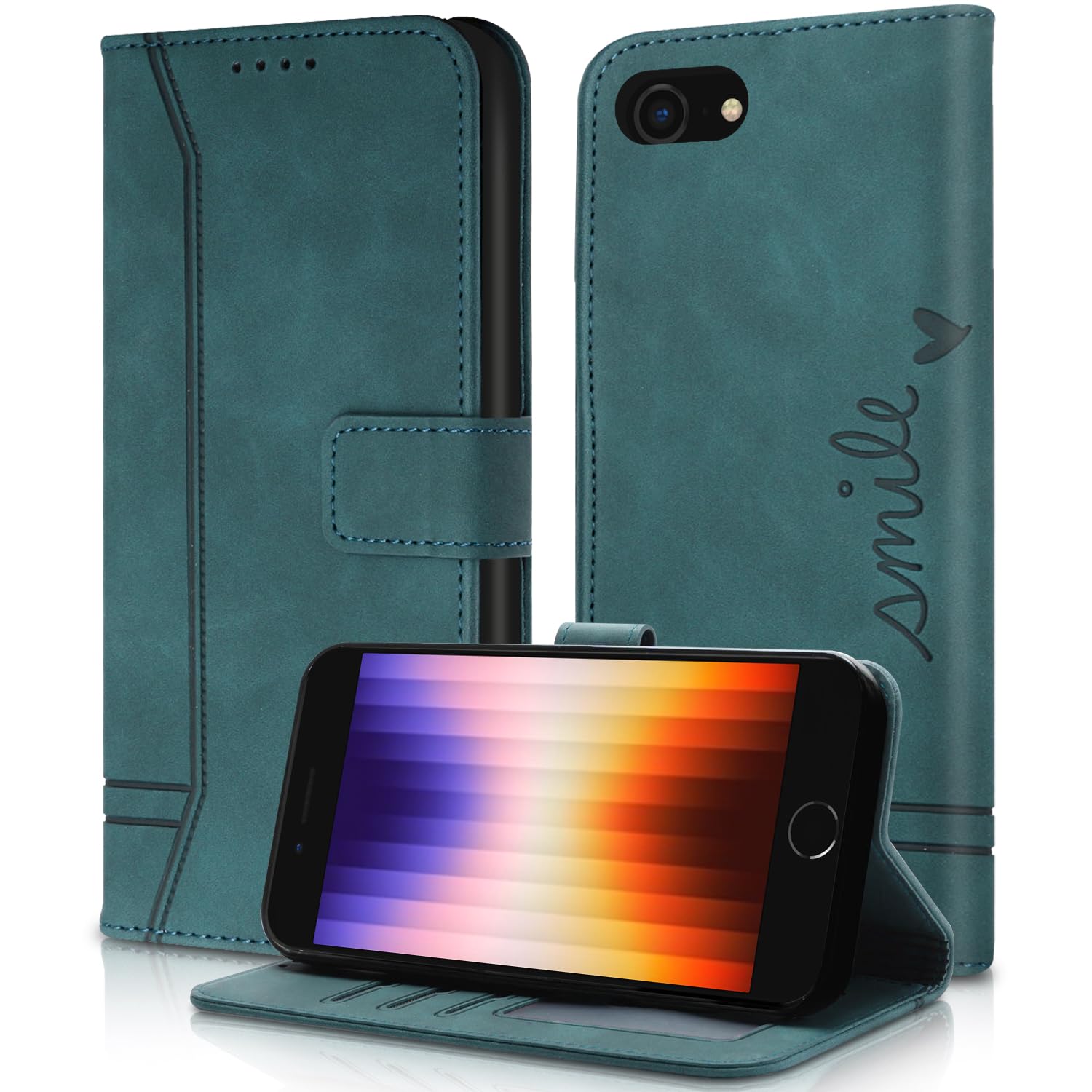 Aswant iPhone SE 2020 Case/SE 2022/iPhone 8 Case/iPhone 7 Case/iPhone 6S Case/iPhone 6 Mobile Phone Case, Premium PU Wallet Foldable Flip Protective Case for Apple iPhone 6/7/8/SE 2020 (Green)