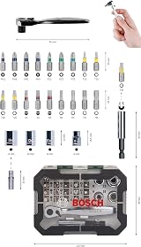 Bosch 26pc Screwdriver Bit and Ratchet Set PH, PZ, Hex, Torx S-Bit Accessories view 2