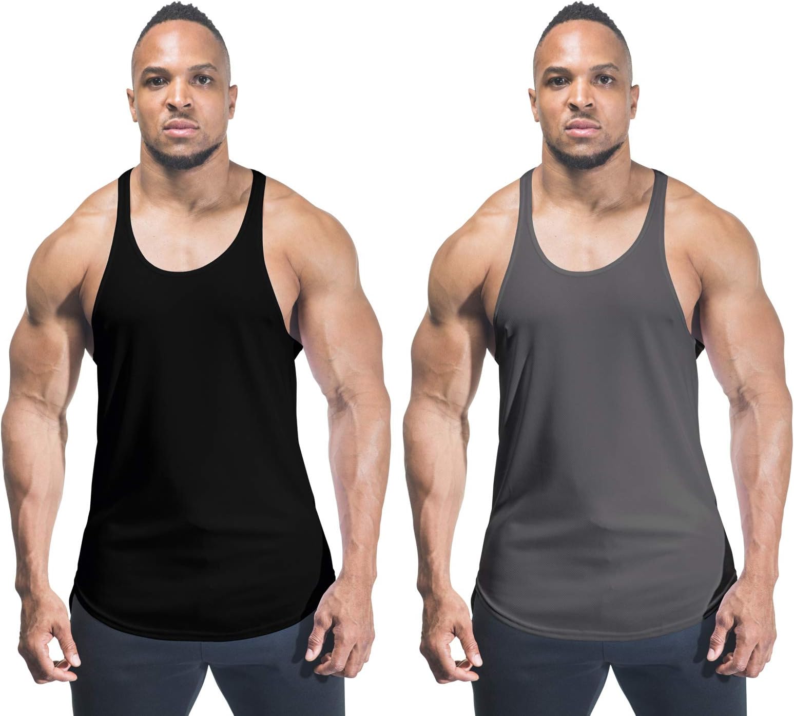 DK ACTIVE WEAR Men’s Plain Bodybuilding Gym Y Back Stringer/Racerback Vest Dry-Cool