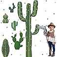 Geyoga 6 Set Cactus Cutouts Jointed Cardboard Cactus Cutouts Summer Green Plant Wall Decor Cinco De Mayo Fiesta Party Supplies for Photo Prop Wild Western Decoration