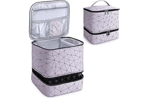 BFYSYO Brynnl Nail Polish Organizer Case,Fingernail Polish Travel Organizer with Handle, Holds 30 Bottles,1 Led Nail Lamp & Nail Art Supplies,Double Layer Nail Polish Carrying Case with Detachable Interior