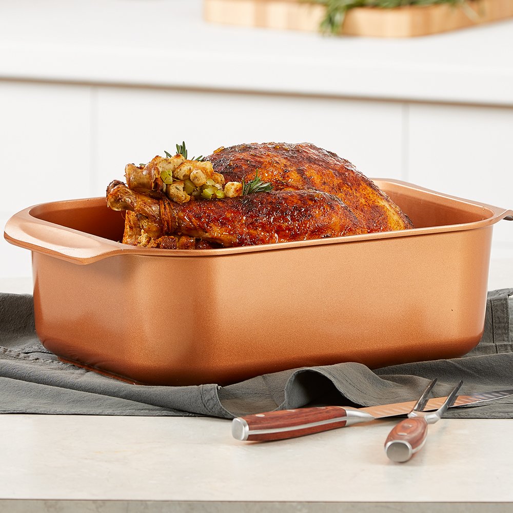 12 QT 14 In 1 MultiUse Copper Chef Wonder Cooker with roasting pan and